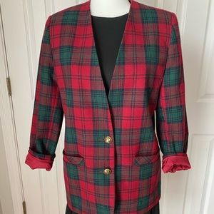 Vintage Alfred Dunner 80s Christmas Plaid Blazer